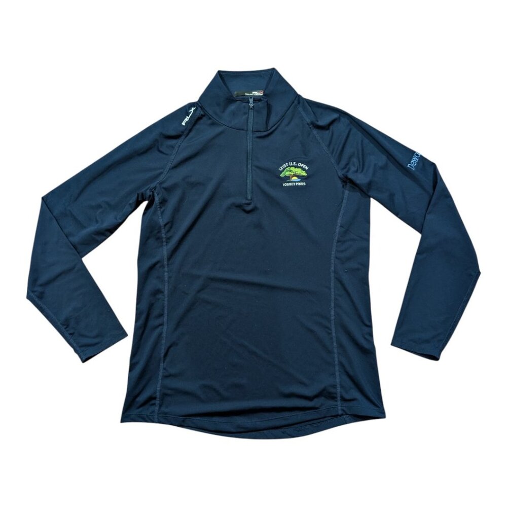 RLX Wicking 1/4 Zip Pullover Women Sz M BLUE 121st U.S. OPEN Torrey Pines Dewars